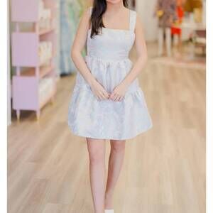 NEW B.RIGHT delicate floral tiered mini dress in white